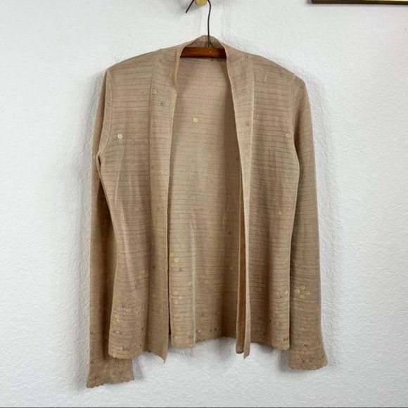 KENZO Paris Knit Interlocked Sequin Linen Woven Shell Sweater - Picture 6 of 6